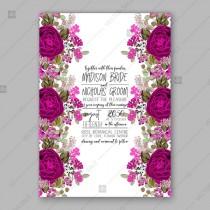 wedding photo -  Violet purple rose ranunculus peony wedding invitation vector floral background custom invitation