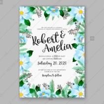 wedding photo -  blue Peony wedding invitation fir branch sakura anemone vector floral template design spring