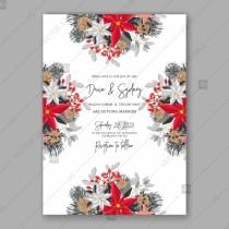 wedding photo -  Poinsettia Wedding Invitation card winter floral wreath Christmas Party invite vector download