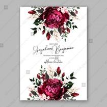 wedding photo -  Burgundy Dark red Peony wedding invitation watercolor vector template vector download