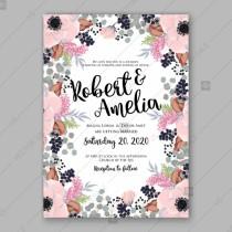 wedding photo -  Anemone wedding invitation card printable template valentines day