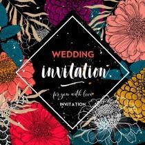 wedding photo -  Zinnia wedding invitation card template