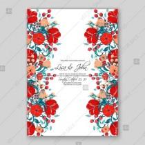 wedding photo -  Floral wedding invitation vector template card in red style maroon tulip peony anemone