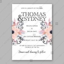 wedding photo -  Gentle anemone wedding invitation card printable template greeting card