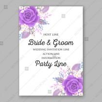 wedding photo -  Rose wedding invitation vector card printable template ultraviolet lavender, violet flower modern floral design