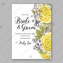 wedding photo -  Yellow ranunculus peony eucalyptus floral wedding invitation floral watercolor