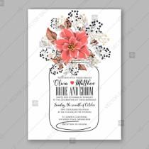 wedding photo -  Poinsettia, anemone wedding invitation floral template