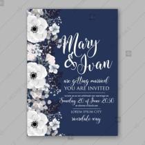 wedding photo -  Anemone Wedding Invitation Card Vector Template