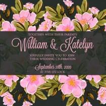 wedding photo -  Wedding invitation vector card template romantic flower dog-rose jasmine sakura greeting card