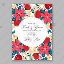 wedding photo -  Red cream Peony Poinsettia wedding invitation printable template vector card