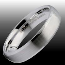 wedding photo - 5mm White Tungsten Carbide Brushed Curved With Polished Edges Wedding Band Ring. Free Inside Laser Engraving