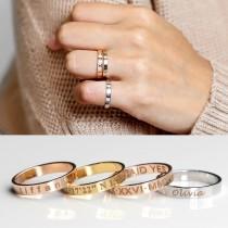 wedding photo - Stacking Rings Engraved Ring Personalized Ring Gold Ring Coordinate Rings Gift for Her Ring for Women Initial Rings Custom Jewelry -R4