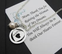 wedding photo - Mother of the Groom Gift-Mother of the Bride Gift-Thank You for Raising the Man of my Dreams-Woman of my Dreams-Mother in Law Gift-Pearl