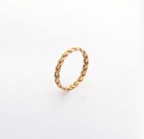 wedding photo - Dainty Wedding Band delicate Jewelry trending now, trending jewelry, most sold item, Yellow Gold Braided ring, best selling jewelry ring