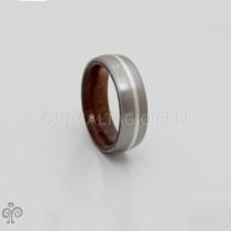 wedding photo - Titanium wood wedding band - Men's wedding ring - Her Wedding Ring - koa wood ring - silver lined