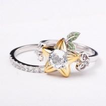 wedding photo - Star Fruit and Hearts Engagement Ring Promise Ring Wedding Ring Cosplay Jewelry Nerdy Geek Video Game Keyblade Star