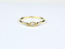 wedding photo - Evil Eye Ring / Diamond Ring / 14k Gold Dainty Diamond Ring / Gold Minimalist Diamond Ring / Gold Stackable Ring / Delicate Diamond Ring