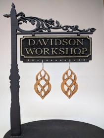 wedding photo - Wood Earrings, Hand Carved, Celtic Earrings, Wood Jewelry