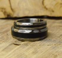 wedding photo - Unique His and Hers Wedding Rings - Wood Wedding Bands Set - Custom Made Matching Ring Set