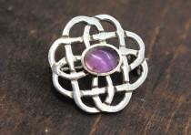 wedding photo - Vintage Brooch Real Sterling Silver Pin Purple Amethyst Celtic Knots Scottish Infinity 925 Birthday Gift For Her Wife Mothers Day Mom Mother