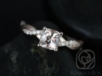 wedding photo - 6mm Cushion Morganite Diamond Twisted Vine Engagement Ring,14kt Solid Rose Gold,Tressa 6mm,Rosados Box