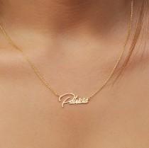 wedding photo - 14K Solid Gold Personalized Name Necklace / Custom Name Necklace / Baby Name Necklace/ Bridesmaids Gift / Initial Necklace/Letter Necklace