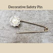 wedding photo - Vintage Decorative Safety Pin,Granny Pin,Bride Pin,Shawl/Scarf Pin,Laundry Pin,Kilt Pin,Hijab Pin, Brooch Pin,Safety Pin Jewelry,Safety Pin
