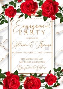 wedding photo -  Engagement wedding invitation Red rose marble background card template PDF 5x7 in invitation maker