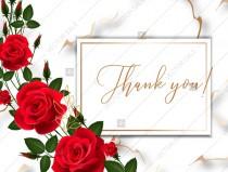 wedding photo -  Wedding thank you card invitation Red rose marble background template PDF 5.6x4.2 in create online