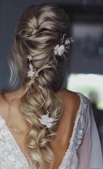 wedding photo -  Bridal hair vine Beautiful delicate flower Beach wedding|Bridal hair accessories|Tocado de novia|Bridesmaid gift|Floral hair piece wreath