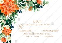 wedding photo -  RSVP card wedding invitation peach peonies, sakura, blooming in Chinese style PDF 5x3.5 in wedding invitation maker