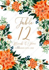 wedding photo -  Place table card wedding invitation peach peonies, sakura, blooming in Chinese style PDF 3.5x5 in create online