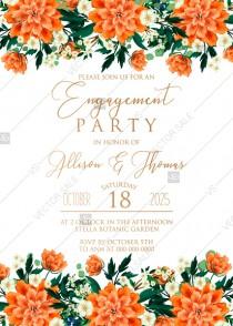 wedding photo -  Engagement party wedding invitation peach peonies, sakura, blooming in Chinese style PDF 5x7 in online editor