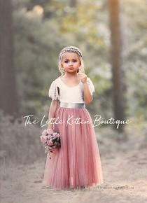 tulle flower girl dress, rustic lace flower girl dresses, flower girl dress, boho flower girl dress, ivory flower girl dress, Dusty Rose wedding photo - tulle flower girl dress, rustic lace flower girl dresses, flower girl dress, boho flower girl dress, ivory flower girl dress, Dusty Rose