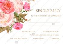 wedding photo -  RSVP card wedding invitation set pink garden peony rose greenery PDF 5x3.5 in personalized invitation