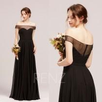 Black Bridesmaid Dress Sweetheart Wedding Dress Tulle Off Shoulder Sleeves Chiffon Formal Dress Straight Across Neckline Prom Dress (H851) wedding photo - Black Bridesmaid Dress Sweetheart Wedding Dress Tulle Off Shoulder Sleeves Chiffon Formal Dress Straight Across Neckline Prom Dress (H851)