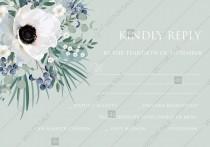 wedding photo -  RSVP card wedding invitation set white anemone menthol greenery berry PDF 5x3.5 in personalized invitation