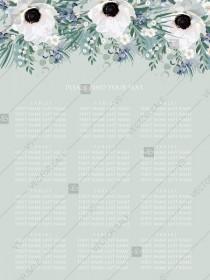 wedding photo -  Seating chart wedding invitation set white anemone menthol greenery berry PDF 18x24 in edit template