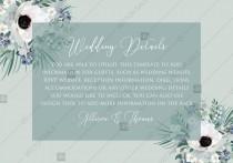wedding photo -  Wedding details invitation set white anemone menthol greenery berry PDF 5x3.5 in online maker