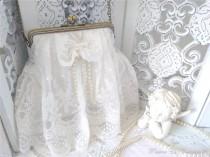 Sac à main en dentelle blanche haute couture, mariage blanc wedding photo - Sac à main en dentelle blanche haute couture, mariage blanc