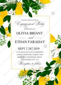 wedding photo -  Lemon Engagement party Wedding Invitation suite template printable greenery PDF 5x7 in personalized invitation