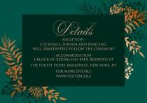 wedding photo -  Greenery herbal gold foliage emerald green wedding invitation set details card template PDF 5x3.5 in customize online