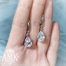 wedding photo -  Crystal wedding earrings, silver bridal earrings, Cubic Zirconia Bridal Earrings, Bridal clip on Earrings,