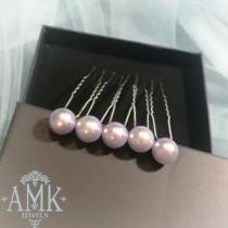 wedding photo -  Hair pins with pearls, Bridal lilac Hair Pins, Set of 5 Hair Pins, Bridal Hair Accessory, Lavender Hair Piece Bridesmaid, pearl hair pins