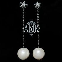 wedding photo -  Starfish stud earrings with Japaneese cotton pearls. Hand made of white, ivory, Champaigne or black pearls. I can make different long from 1" to 3" ⠀ ▶️ Earrings - #amkjewelsearrings ▶️ Silver earrings - #amkjewelssearrings ▶️ Stud earrings - #amkjewelsst