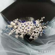 wedding photo -  Royal blue hair accessory, bridesmaid hair accessory
