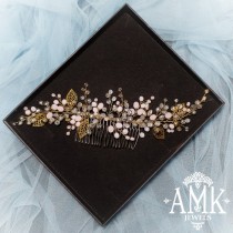 wedding photo -  Gold hair vine bridal accessory