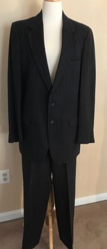 Vintage Alan Michaels Black Pin-striped Suit wedding photo - Vintage Alan Michaels Black Pin-striped Suit