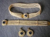 wedding photo -  Vintage Pearl Jewelry Set, Vintage Pearl Choker, Indian Bridal Jewellery, Bridal Jewelry, Montana Sapphire, Emerald, Diamond, Ruby, Art Deco