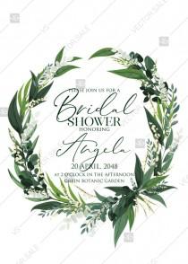 wedding photo -  Provence bohemian greenery and field herbs wedding bridal shower invitation set PDF 5x7 in edit online